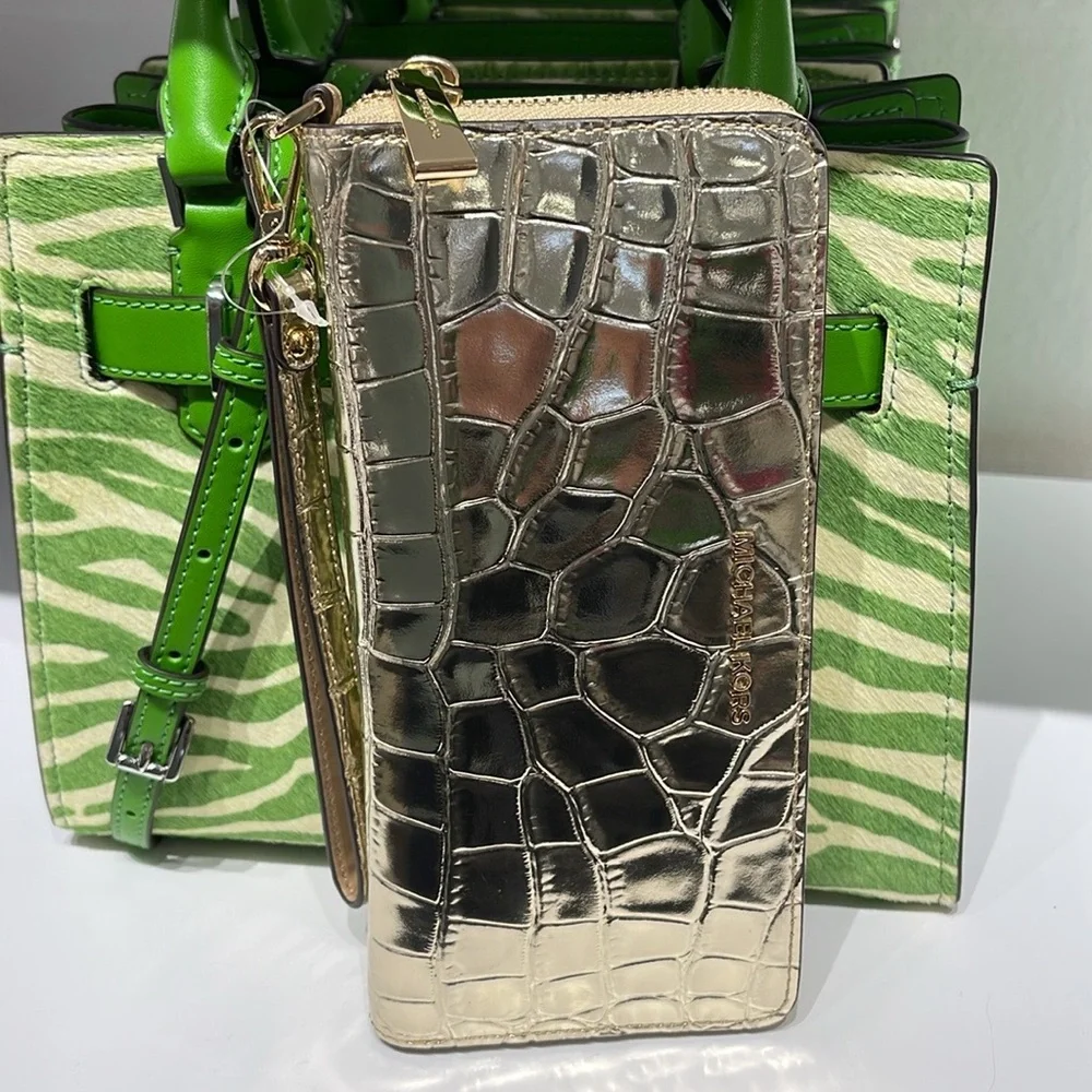 Michael Kors Gold Crocodile Embossed Wallet